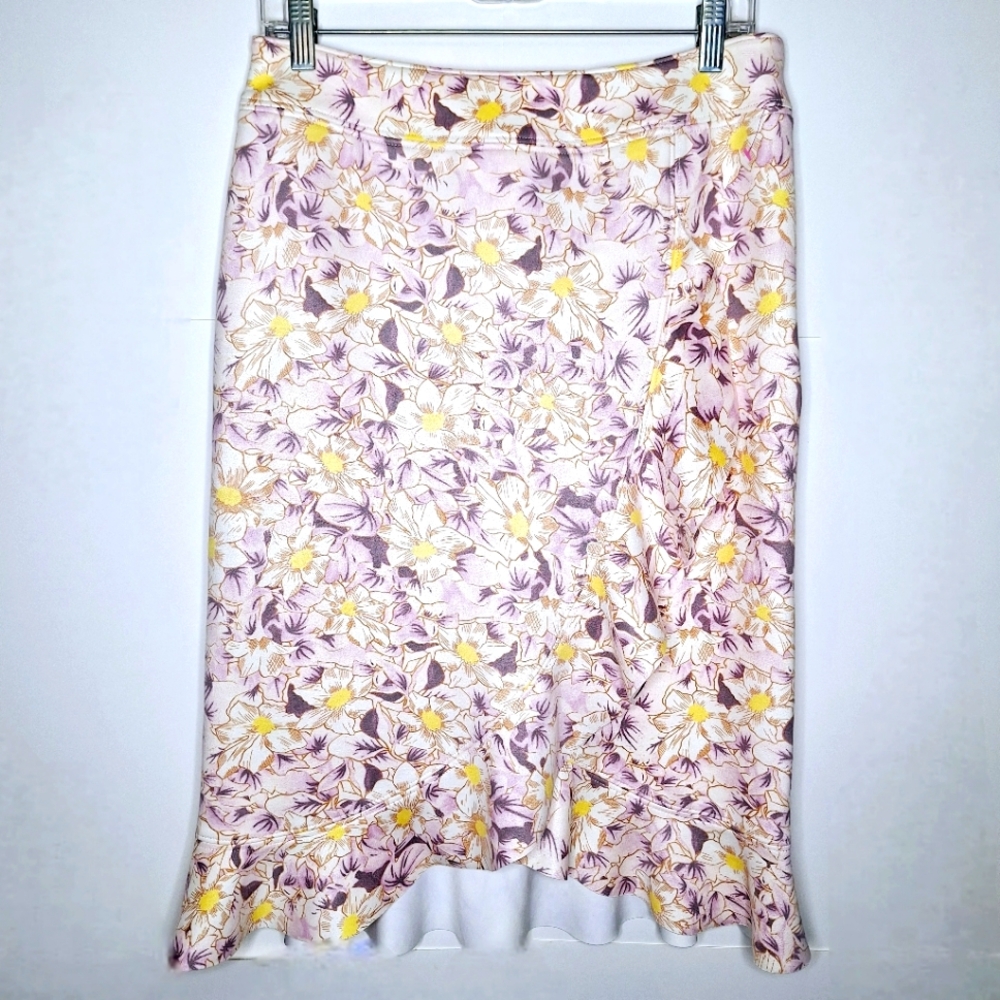 Anthropology "The Asametrical Florals"Coquette girl Asametrical pencil skirt
